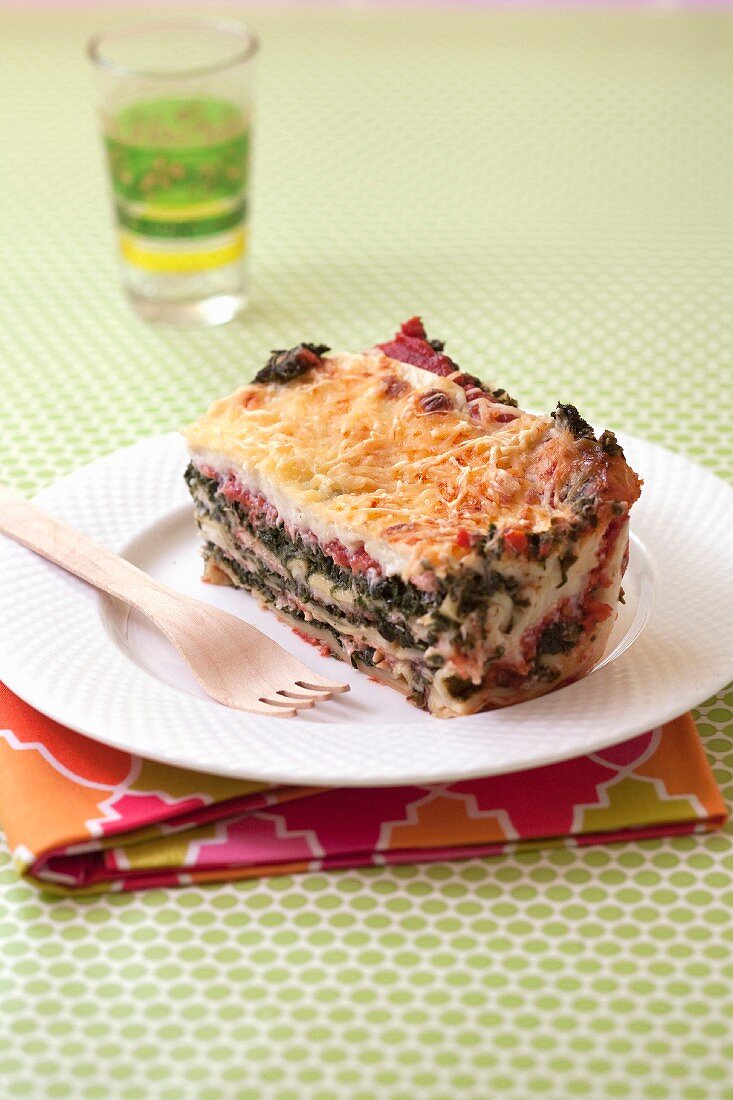 Lasagne mit Räucherlachs und Spinat