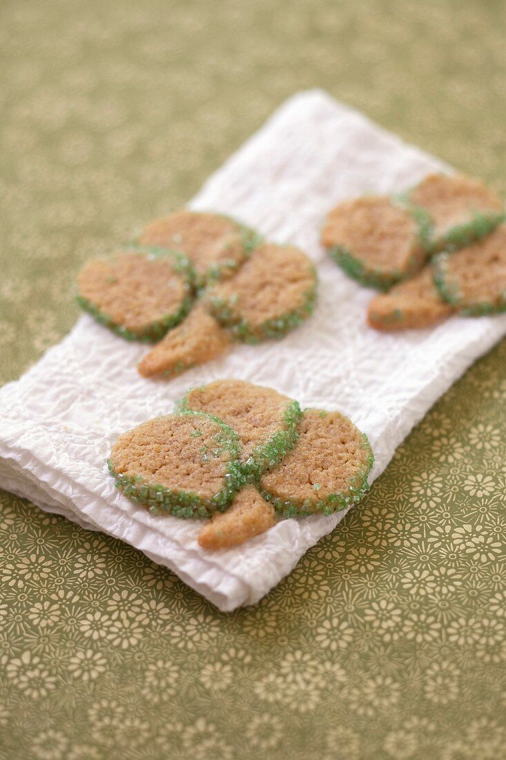 Pistachio clover shaped Saint-Patrick's shortbreads