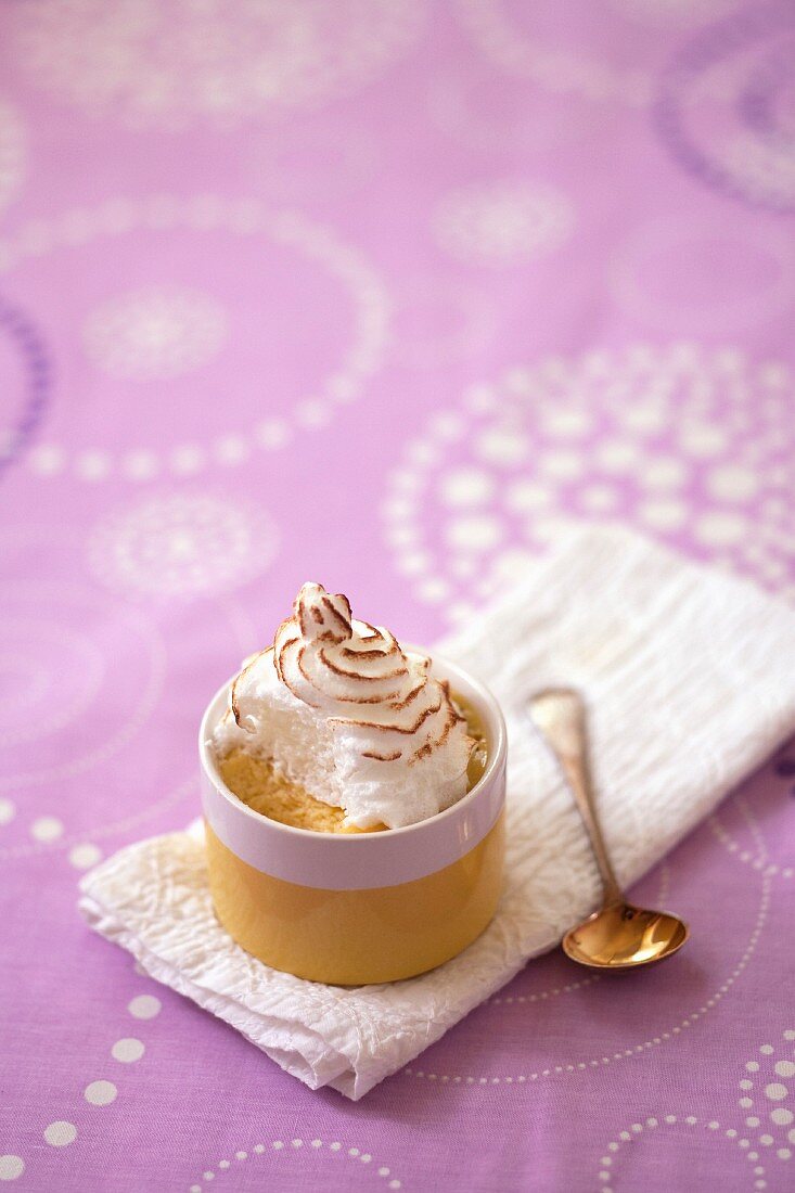 Cream dessert with lemon meringue
