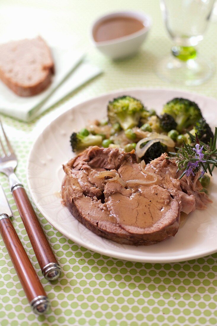 7 hour leg of lamb with spring vegetables