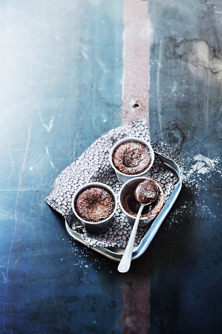 Chocolate and Speculos ginger biscuit runny puddings