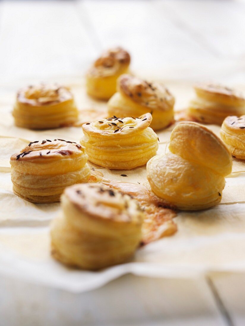 Cheese and cumin flaky pastry bites