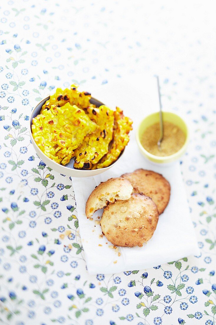 Sweetcorn fritters and peanut fritters