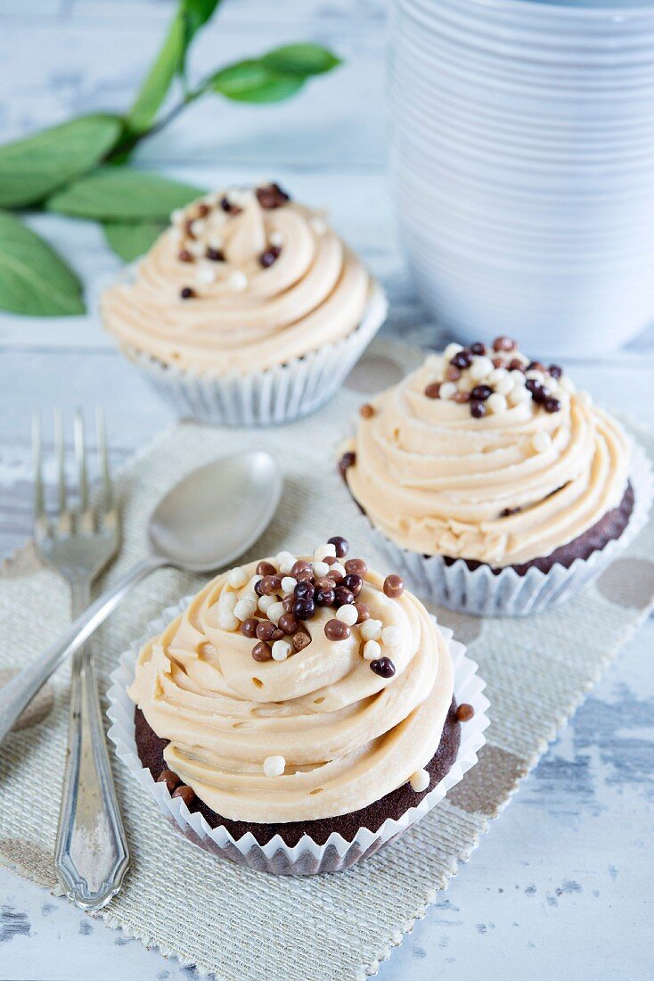 Cupcakes topped with chocolate drips