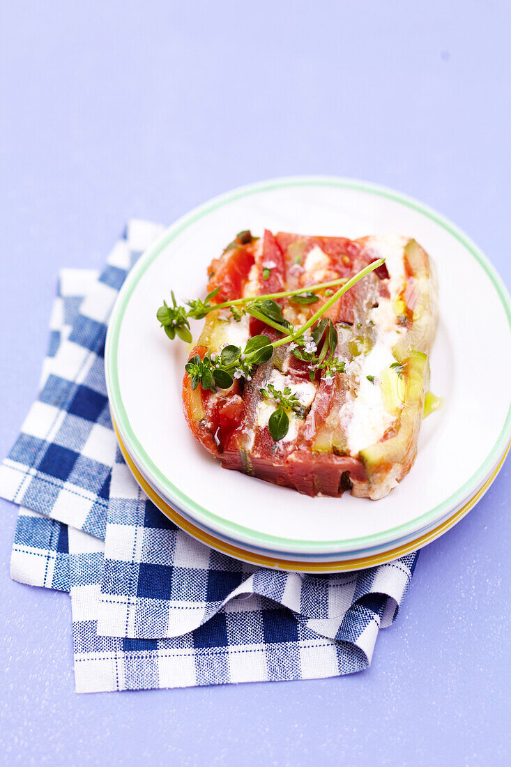 Slice of vegetable terrine