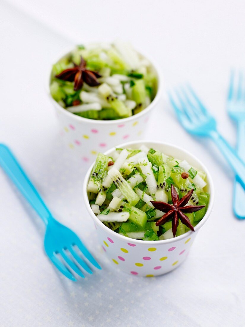 Kiwi and pear salad with star anise