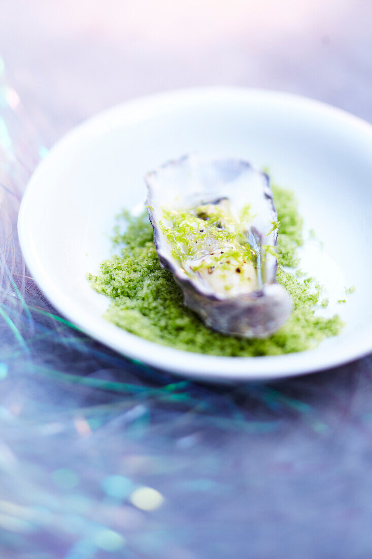 Oyster with lime granita