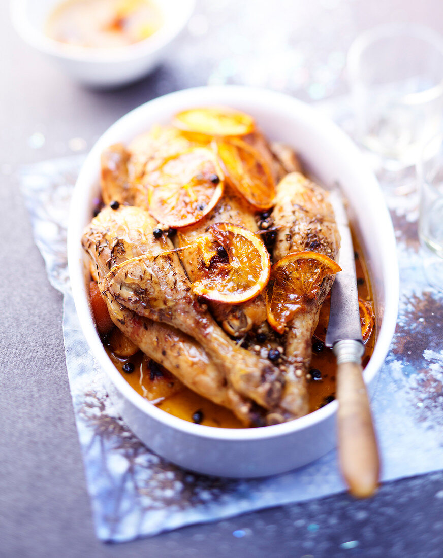 Roast turkey with spices and orange