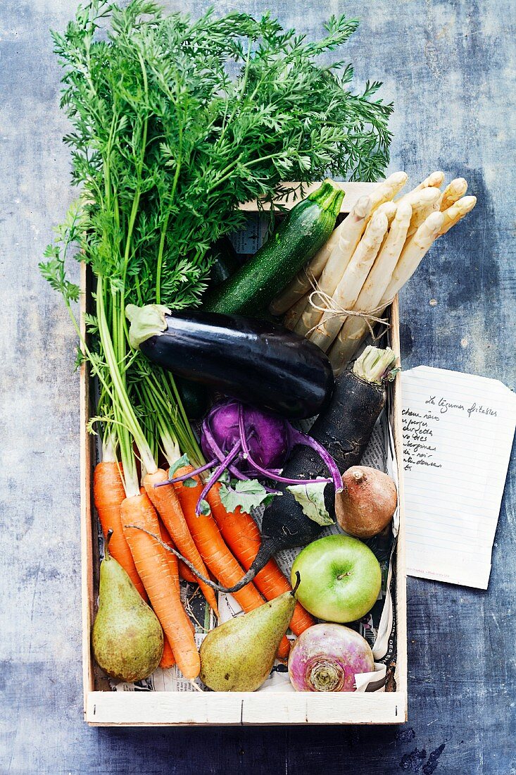 Crate of fresh vegetables