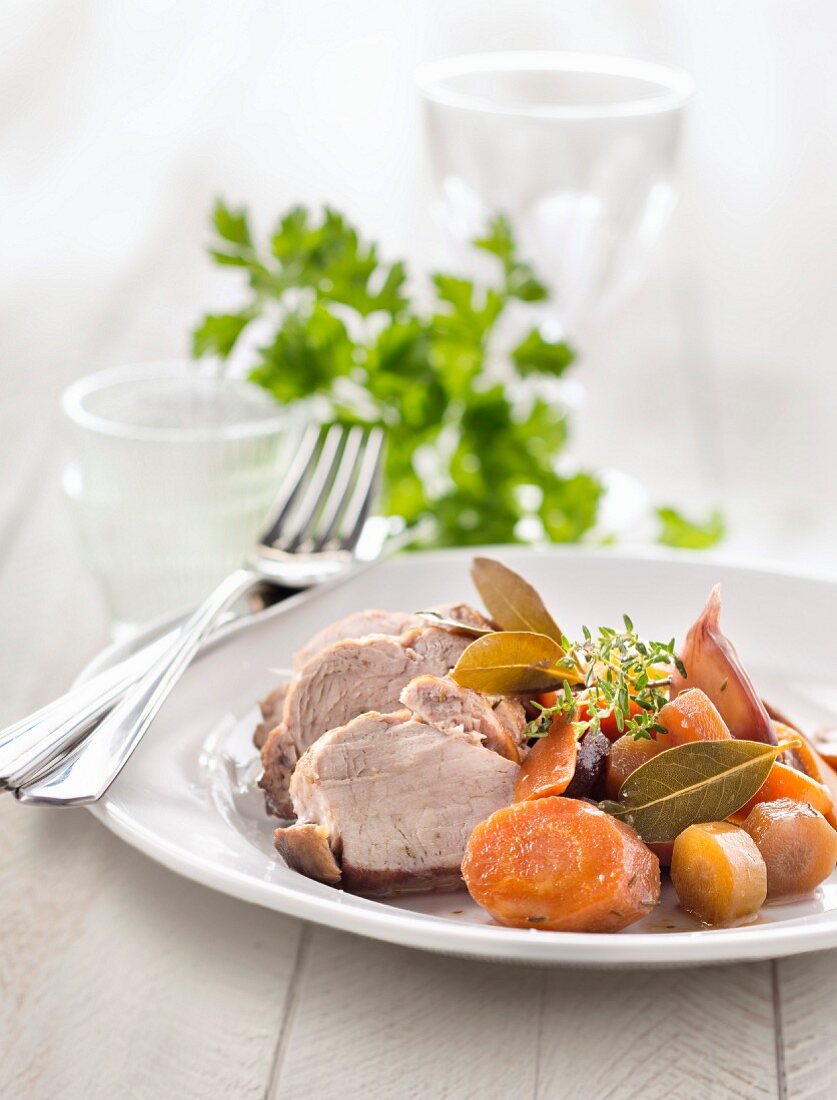 Slow-cooked filet mignon with carrots