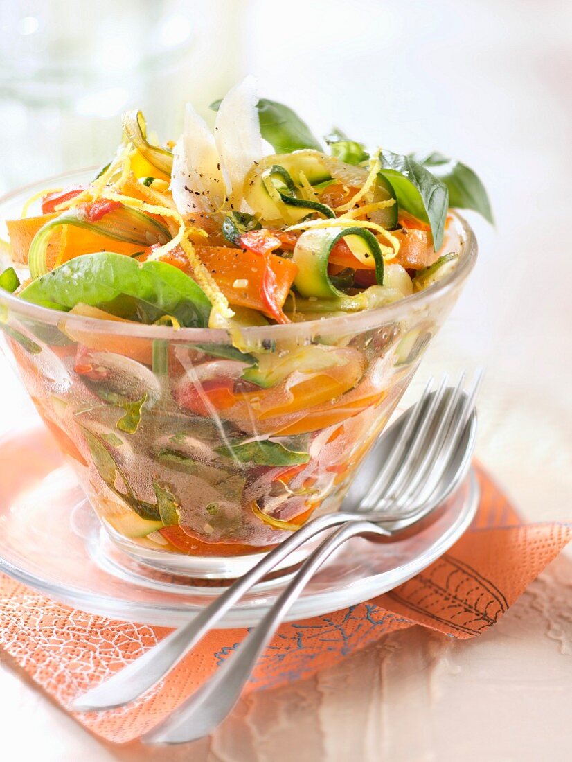 Grilled vegetable tagliatelle salad