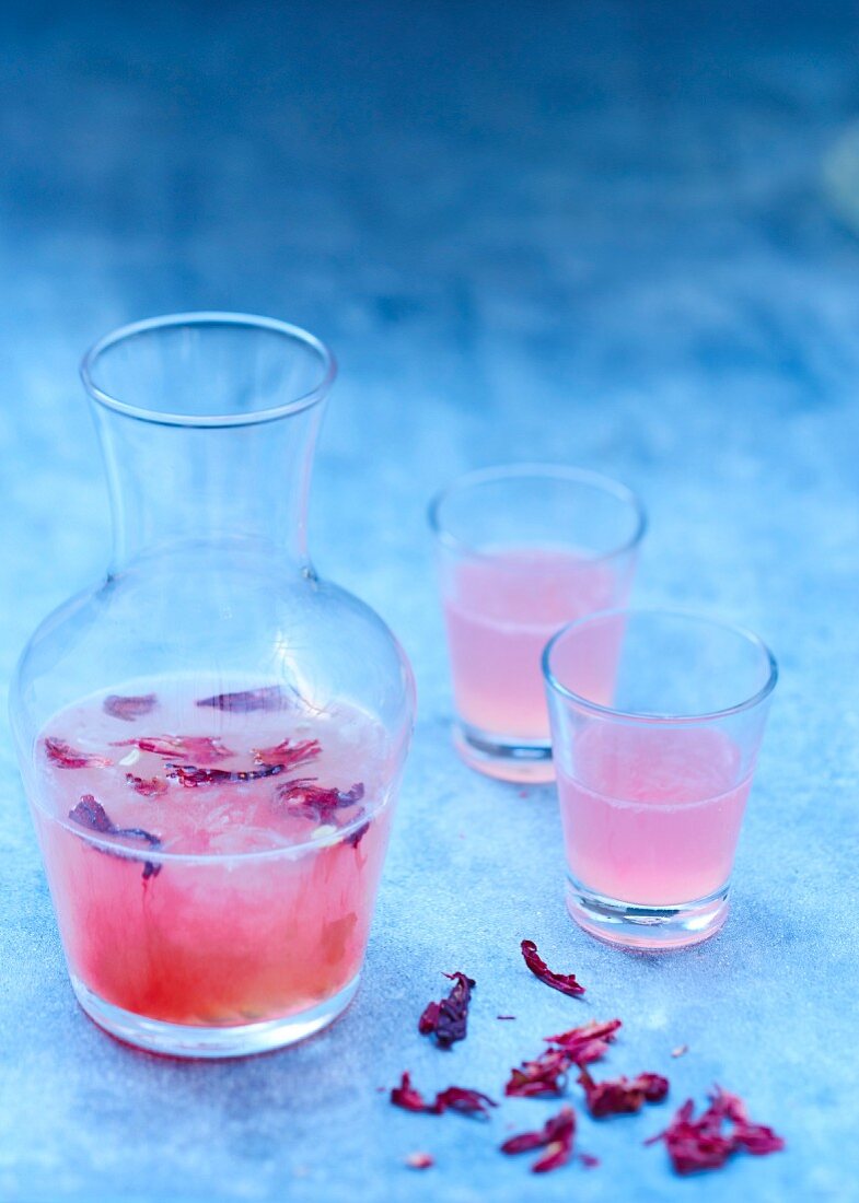 Glasses and jug of bissap