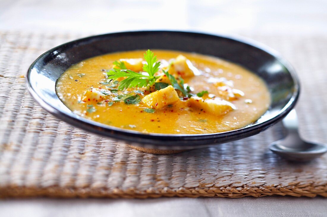 Fischsuppe mit Süsskartoffeln von den Antillen