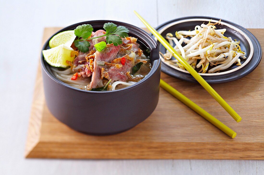 Vietnamese rice noodle and beef soup