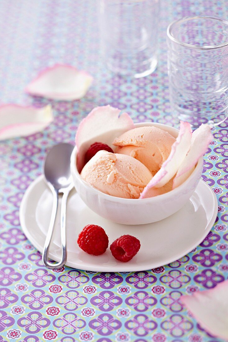 Rose-flavored ice cream