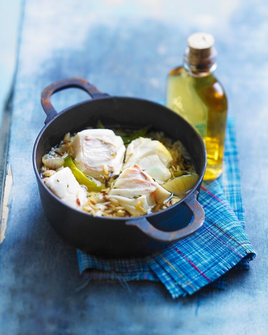 Rice,cod and rum casserole