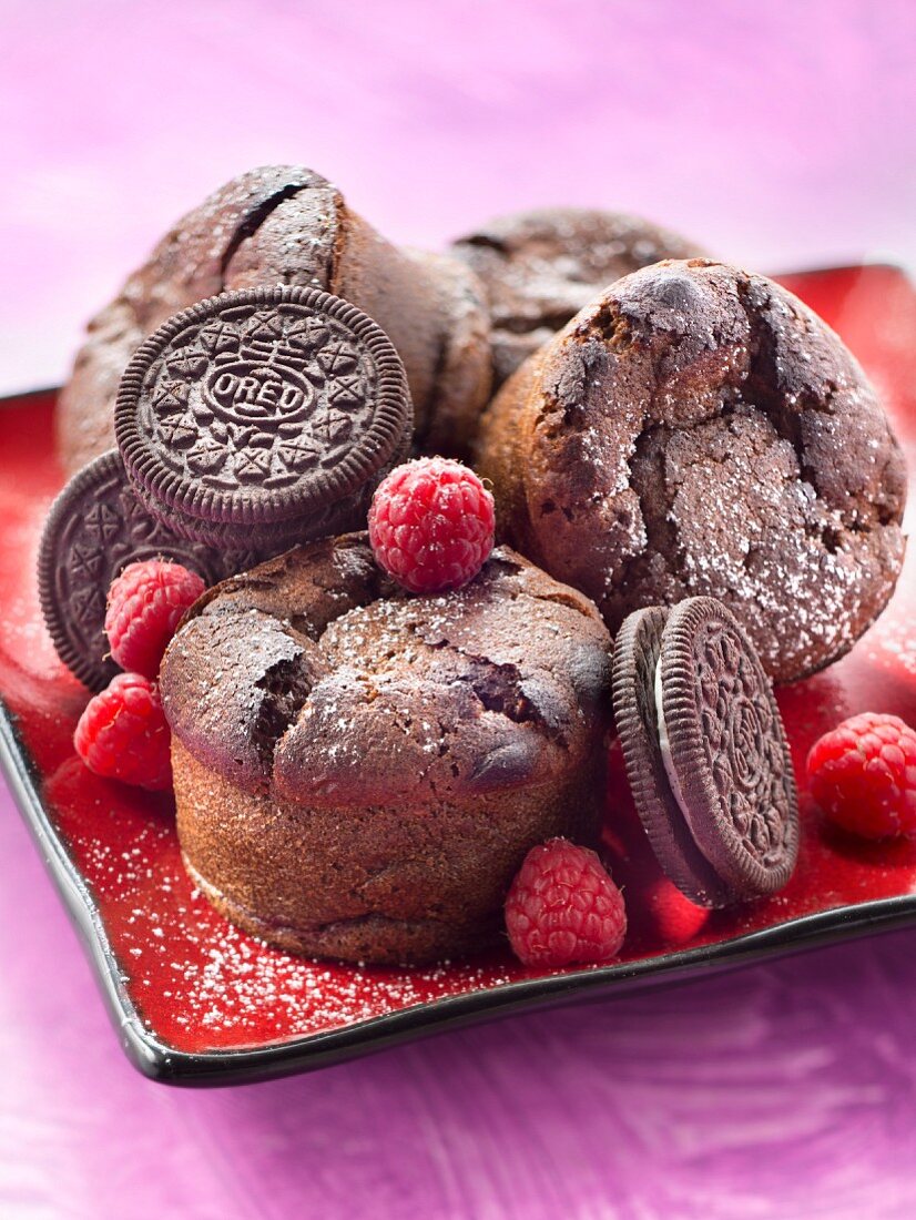 Oreo and raspberry muffins