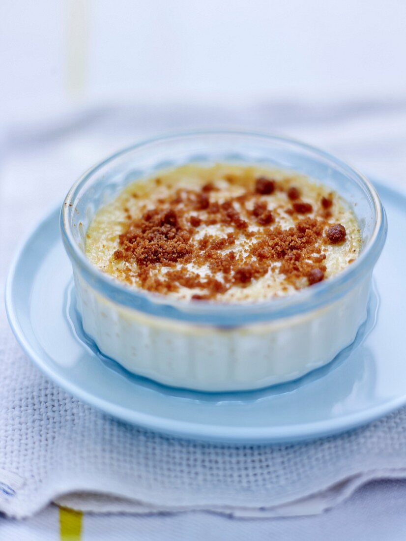 Tomme de brebis savoury baked egg custard with speculos crumble topping