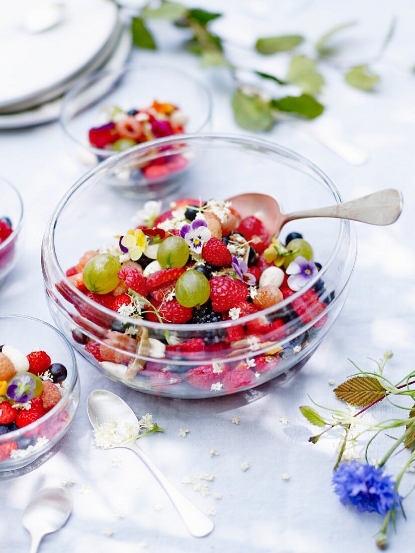 Red and summer berry fruit salad