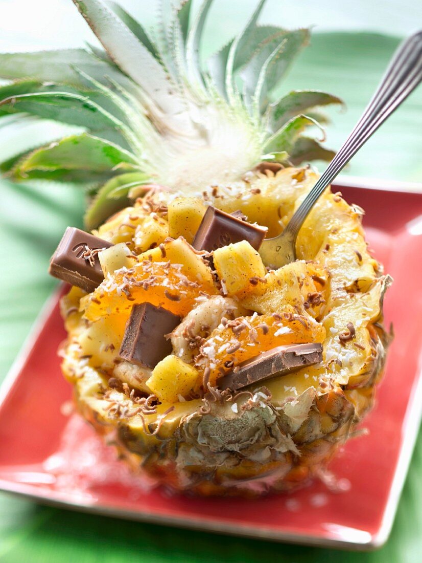 Milka chocolate, banana, mango and orange surprise pineapple