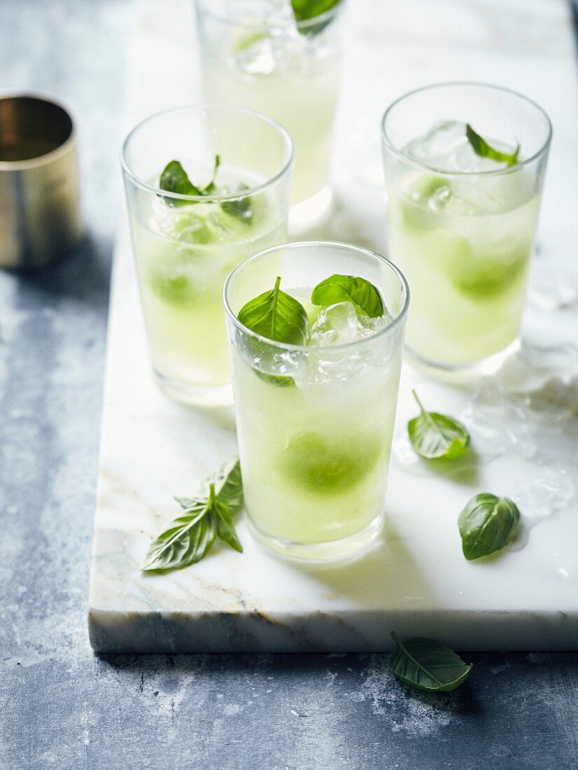 Cucumber-basil refreshing drink