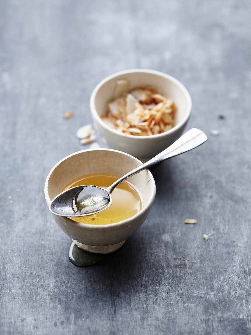Honey and dried coconut flakes