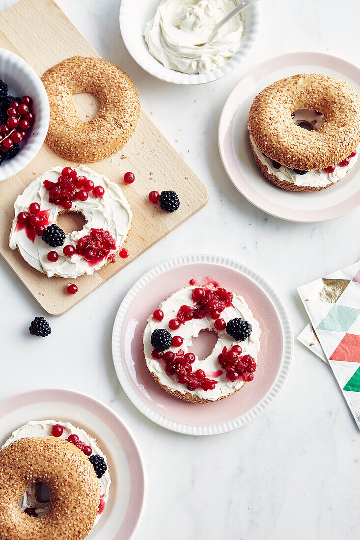 Philadelphia gooseberry and blackberry bagels