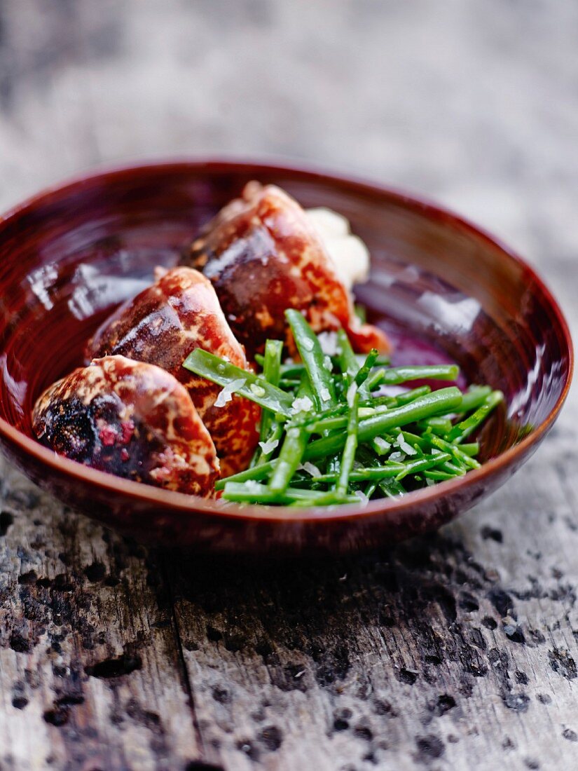 Breton lobster with green bean salad