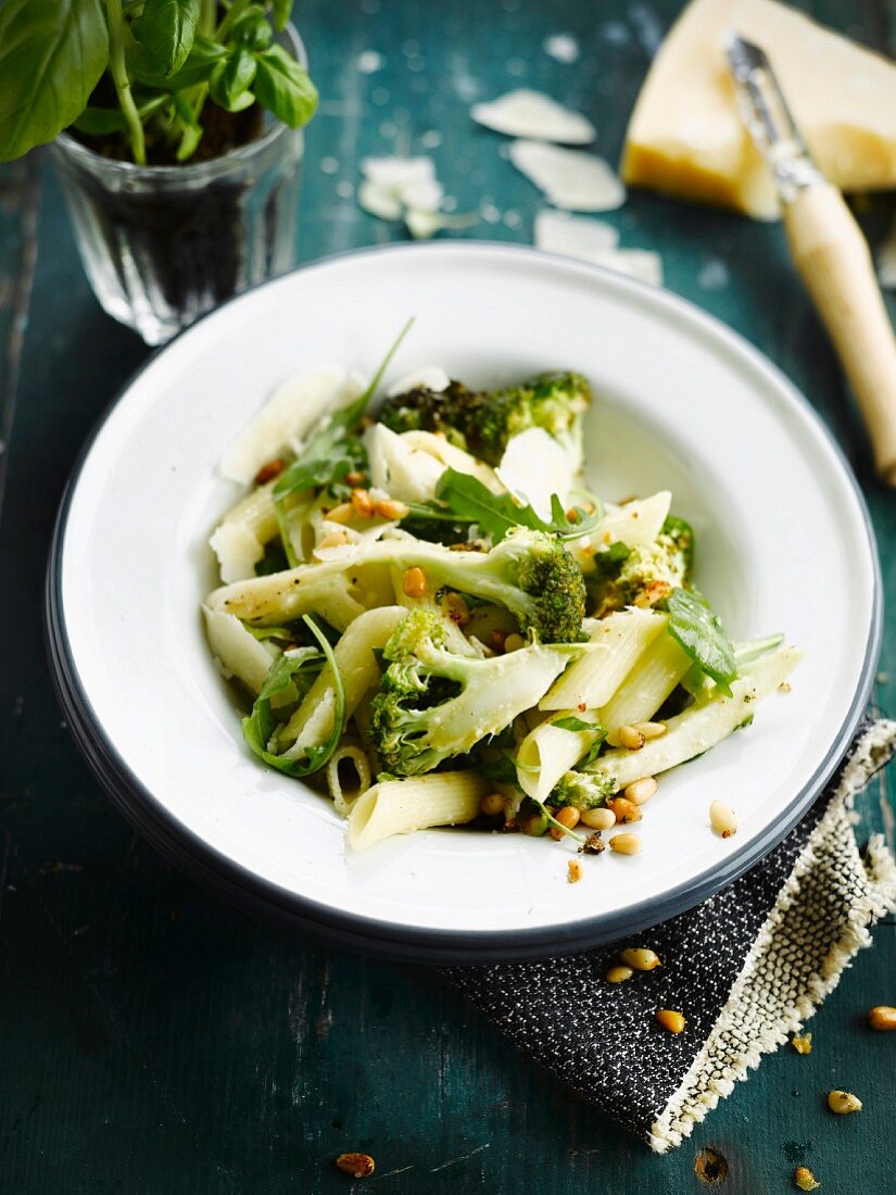 Penne with broccolis,parmesan and pine nuts