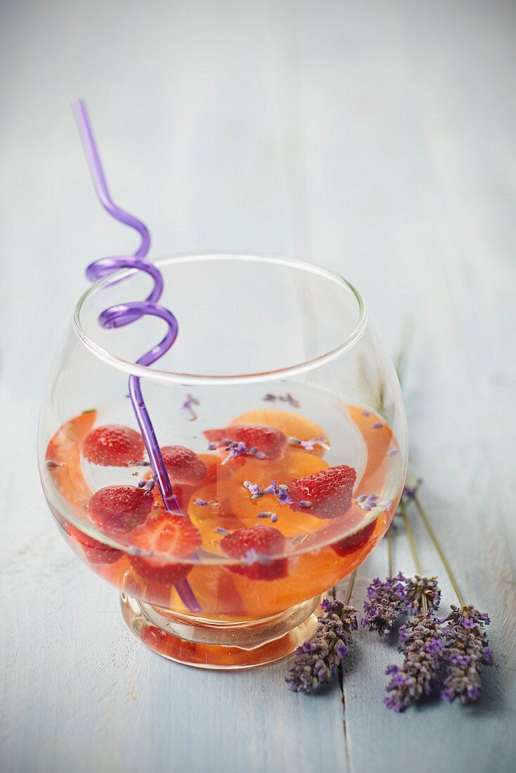 Apricot,strawberry and lavander detox water