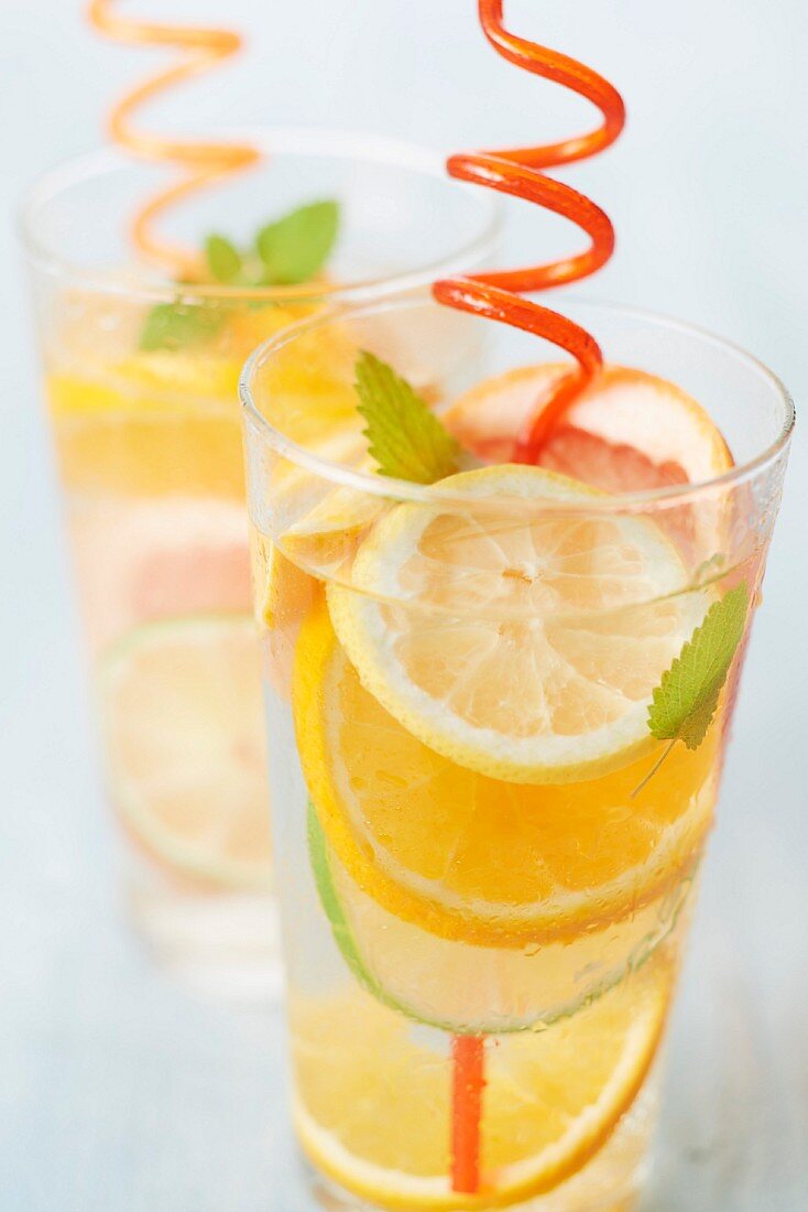 Citrus fruit and lemon balm detox water