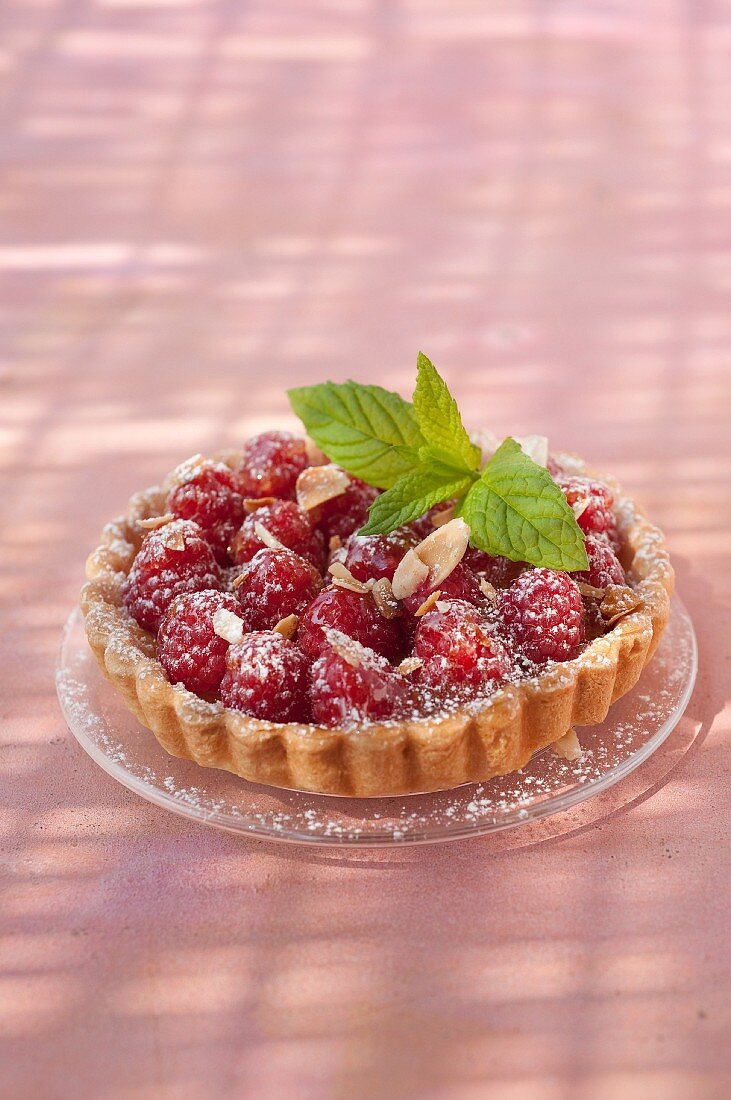 Raspberry and almond cream tart