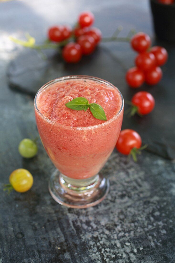 Melon and cherry tomato gazpacho