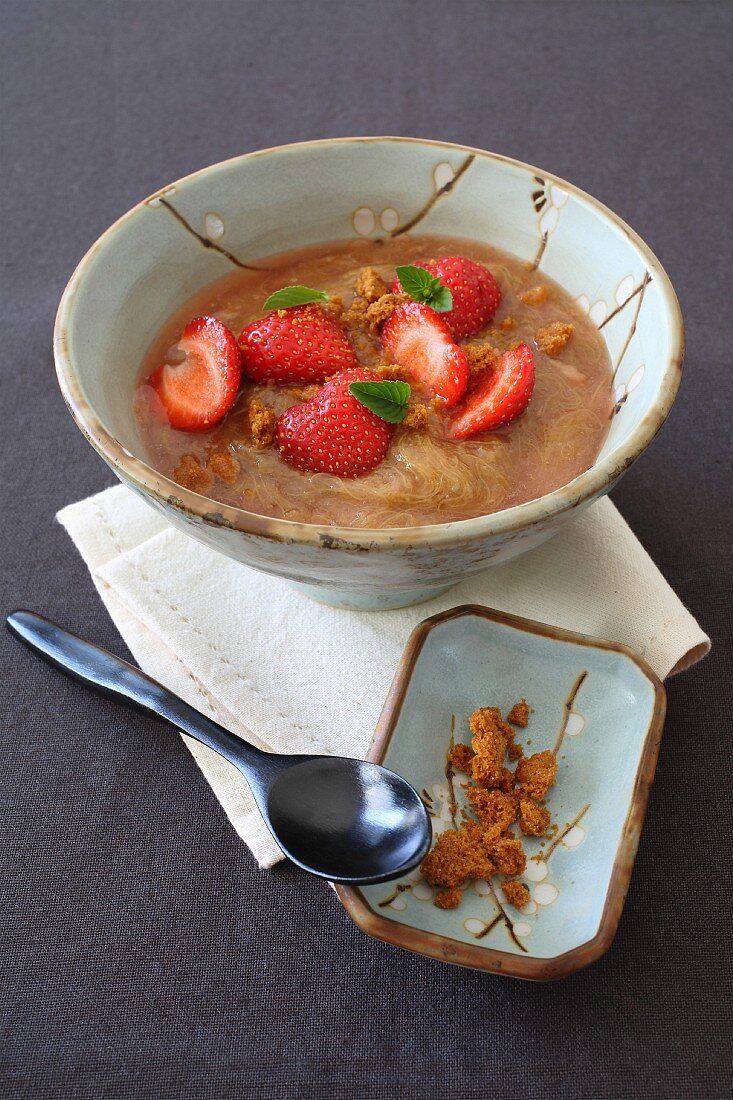 Rhubarb Compote with Cardamom and Strawberries