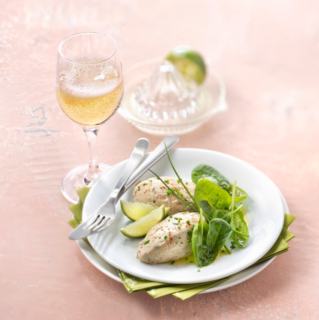 Makrelen-Mousseline mit Limette, Glas Crémant