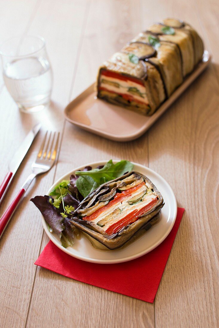 Grilled vegetable and goat's cheese terrine