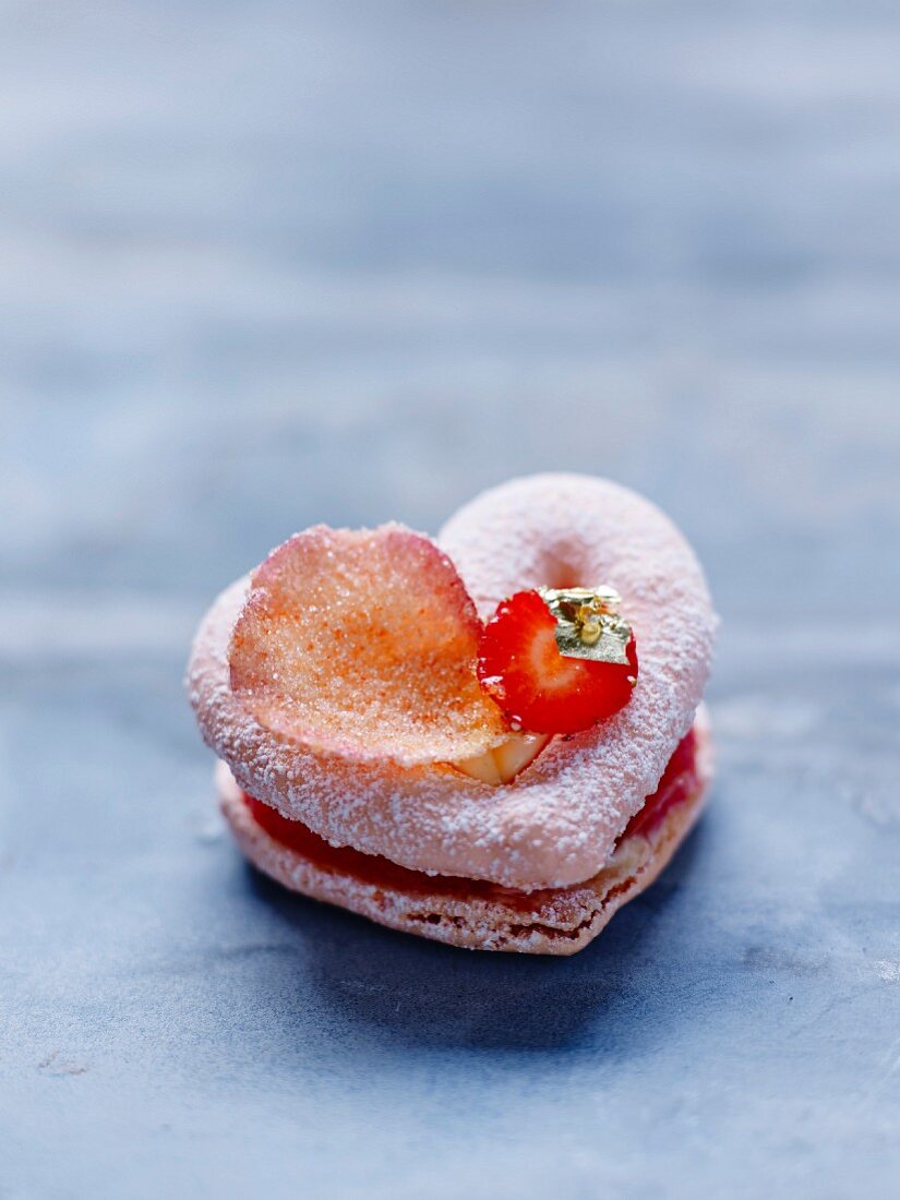 A heart-shaped macaroon