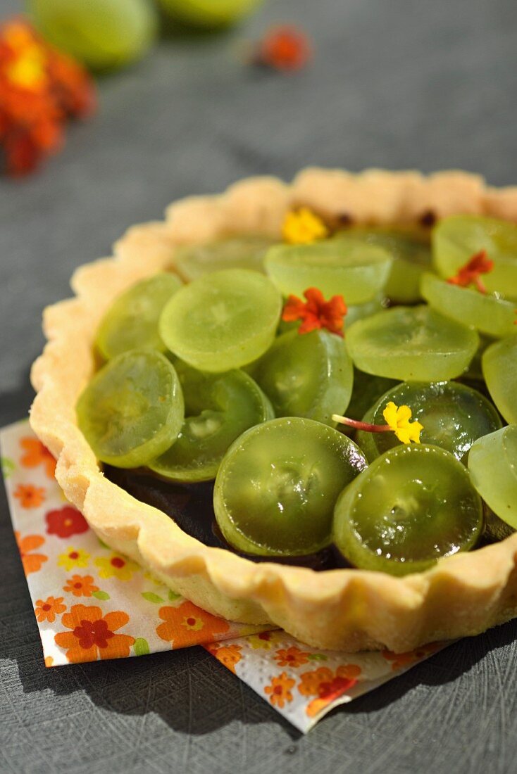 Chocolate and white grape tartlet
