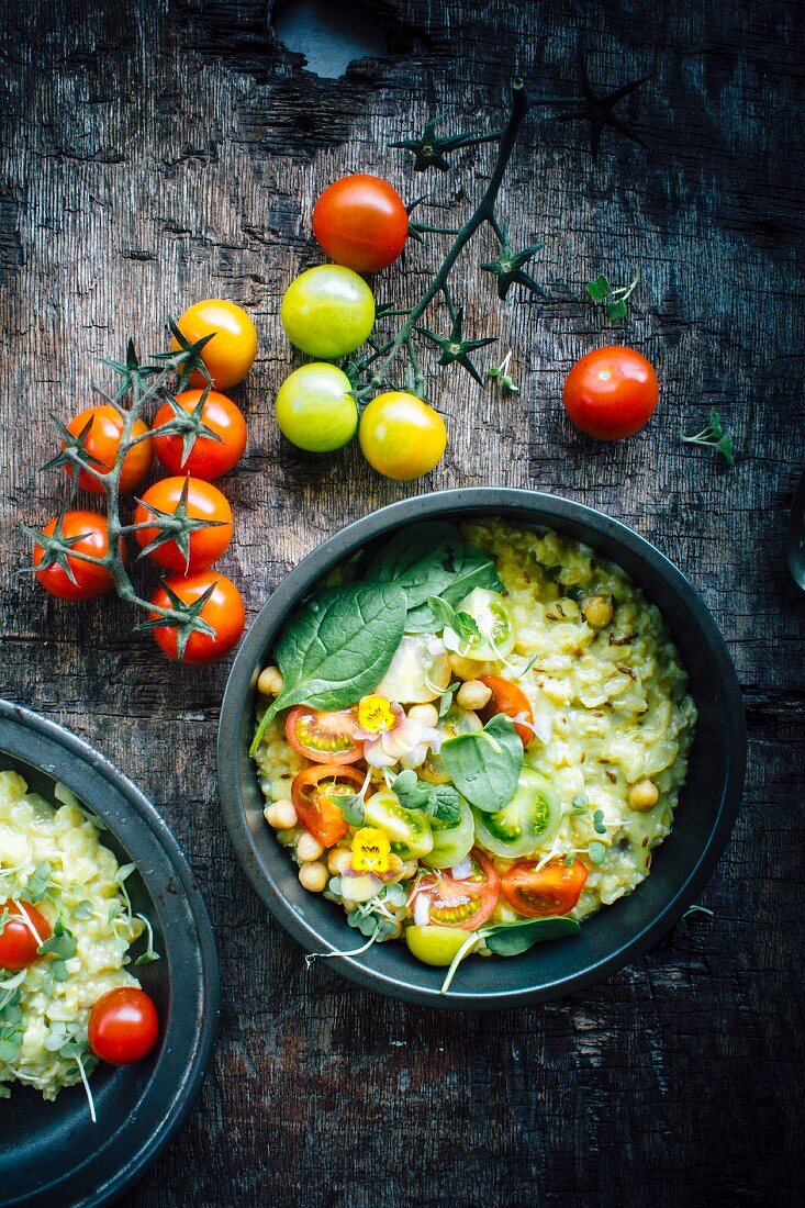 Savory Oatmeal With Chickpeas and Tomatoes