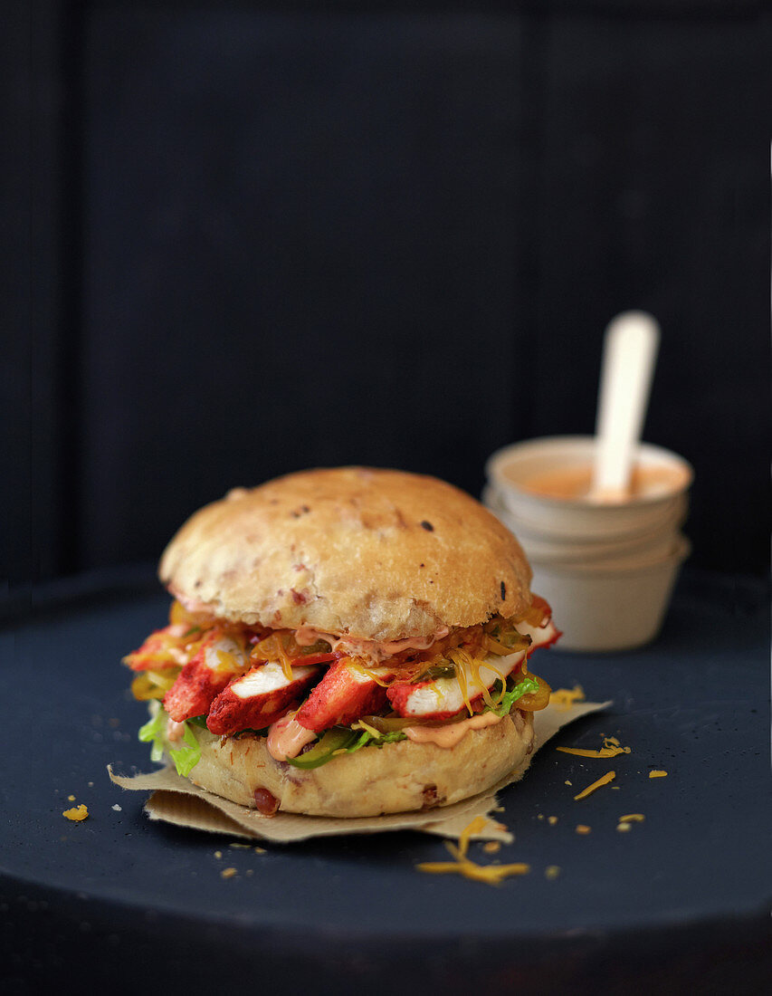 Tandoori chicken burger