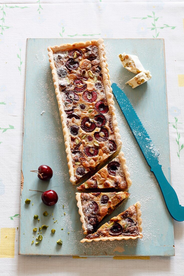 Nougat and cherry tart