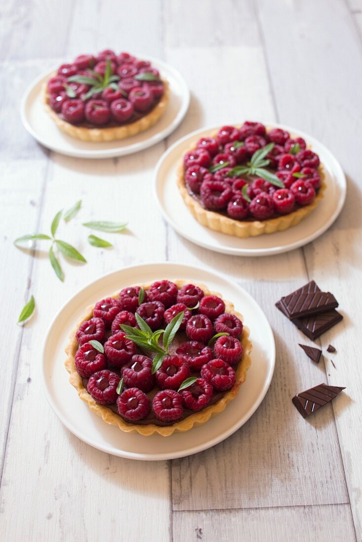 Chocolate-raspberry individual tarts