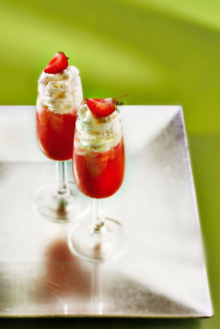 Daiquiri, strawberry liqueur and whipped cream cocktail