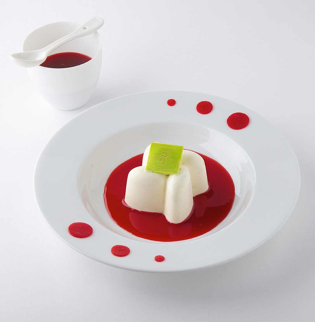 Lemon Parfait with raspberry puree