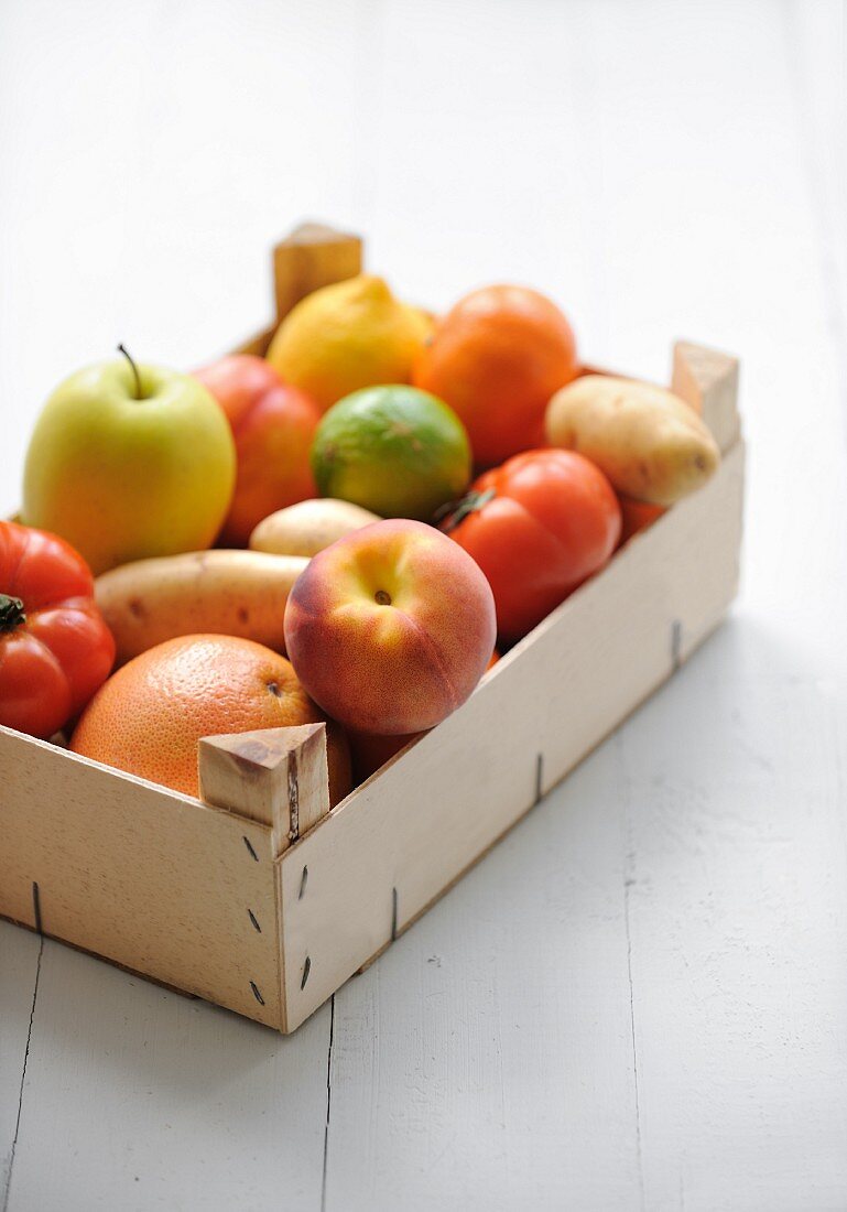 Crate of fruit and vegetable