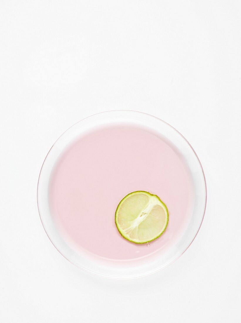 Slice of lime and perfumed pink jelly