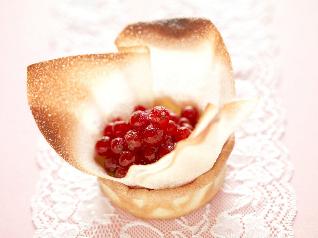 Redcurrants in a filo pastry casing