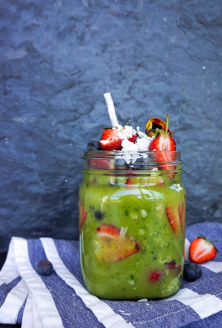 Green smoothie with red fruit