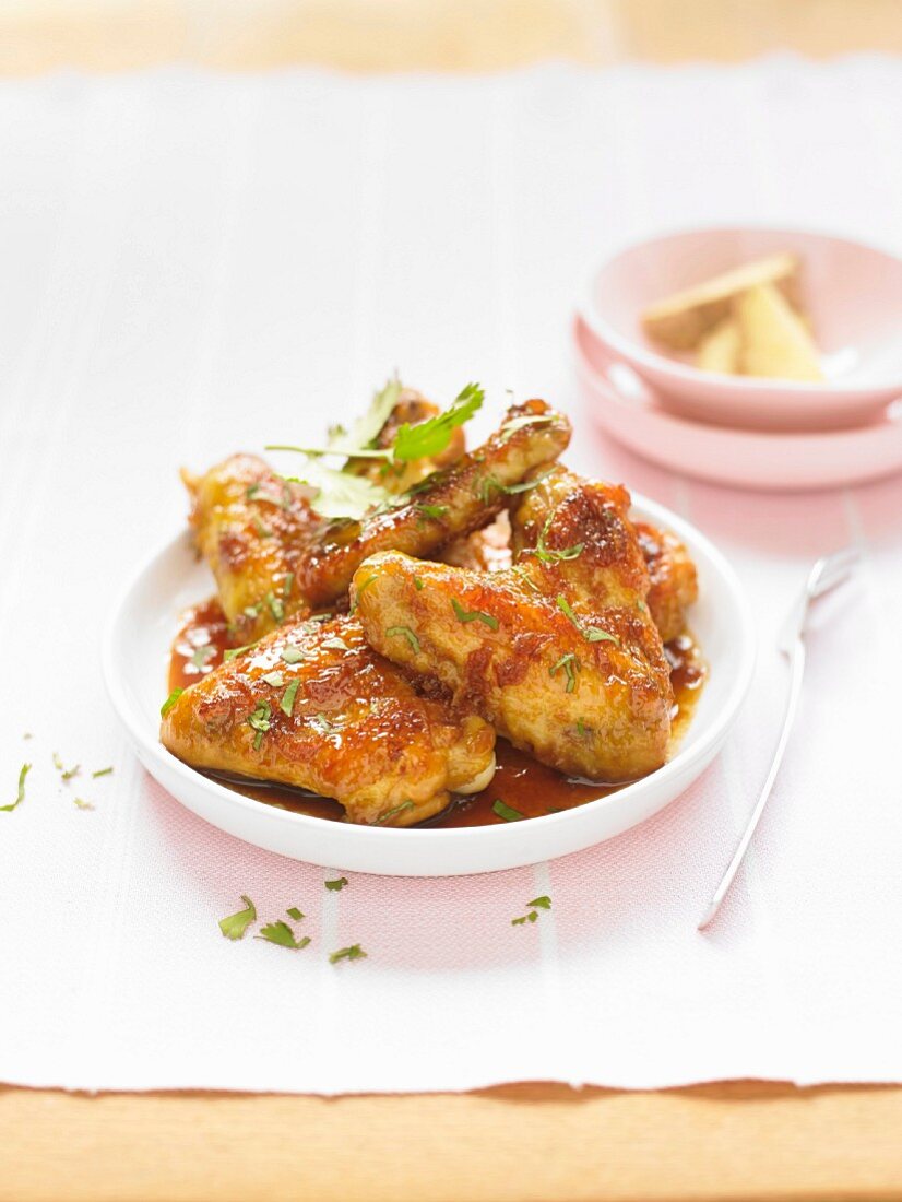 Chicken wings marinated with ginger