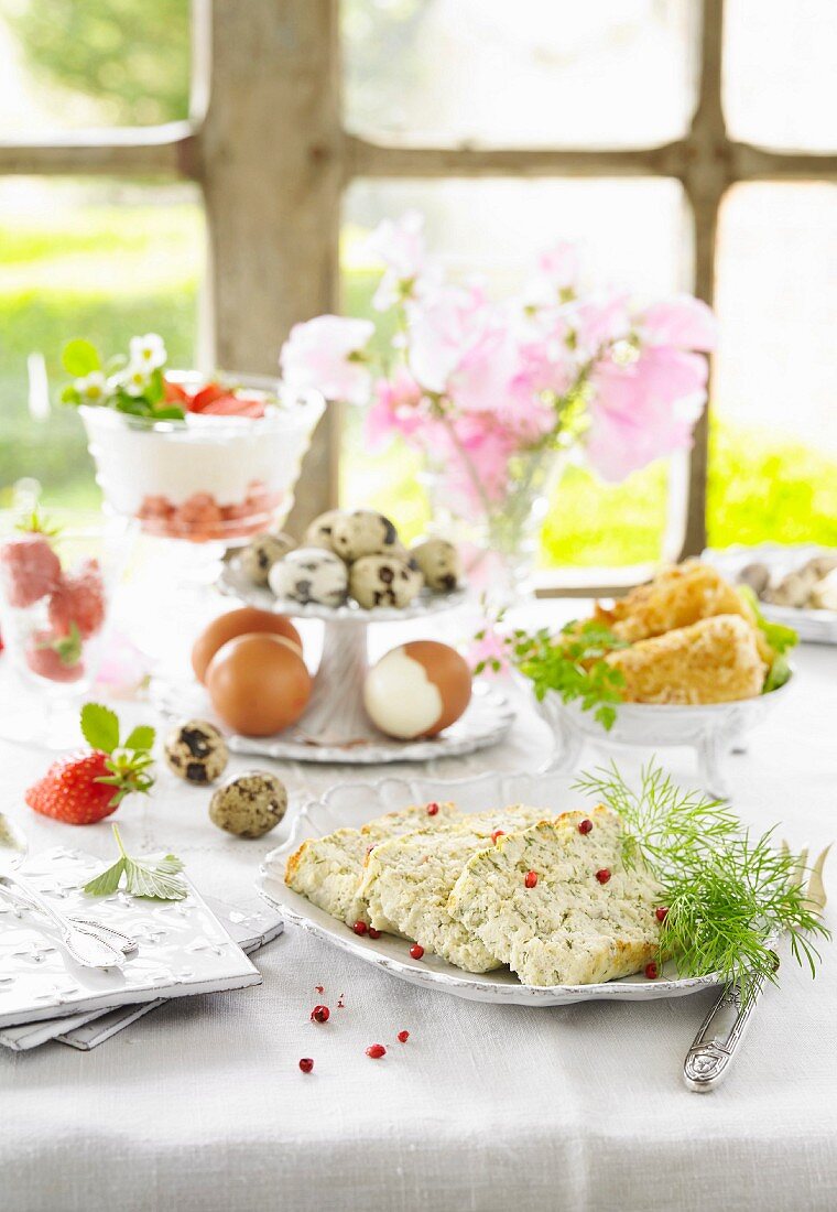 Ziegenfrischkäseterrine mit Dill fürs Osterbuffet